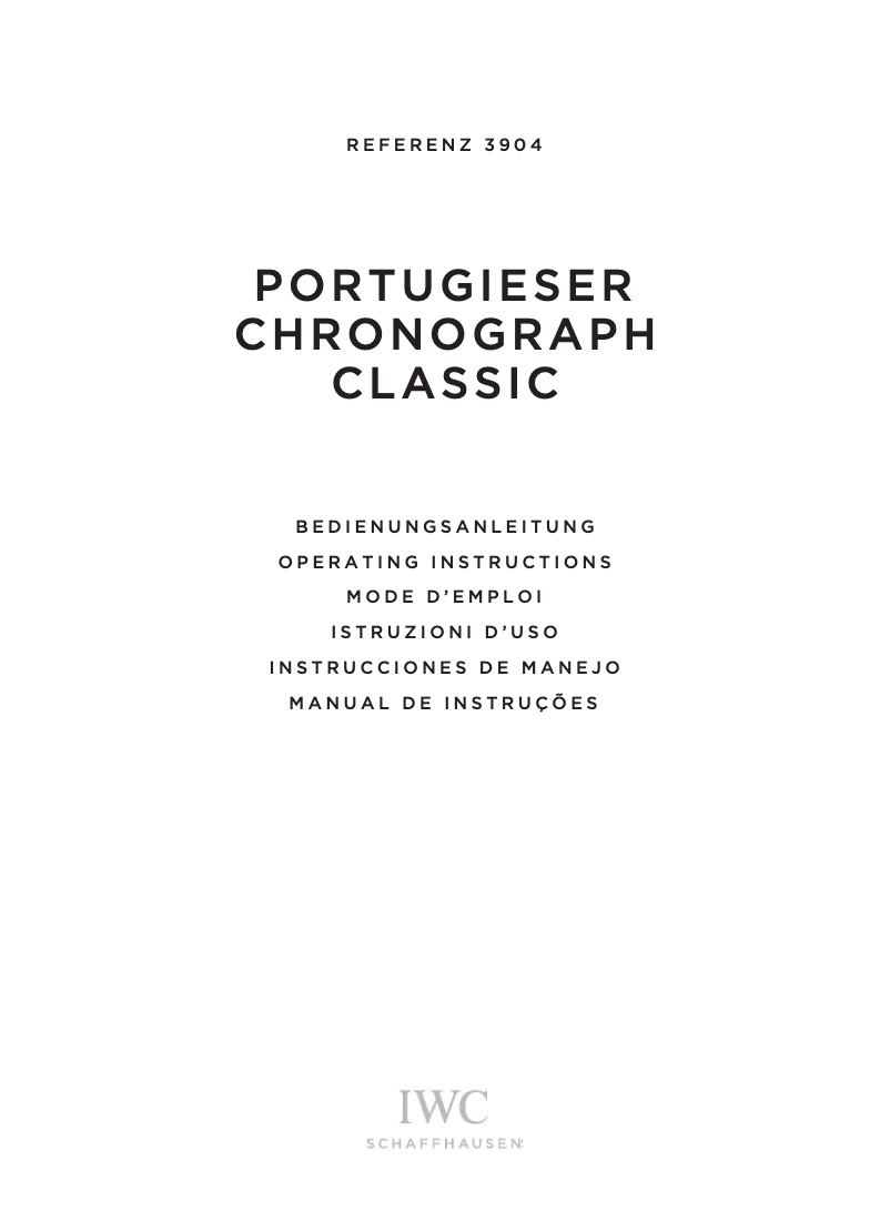 Page 1 de la notice Manuel utilisateur IWC Portuguese Chronograph Classic 3904