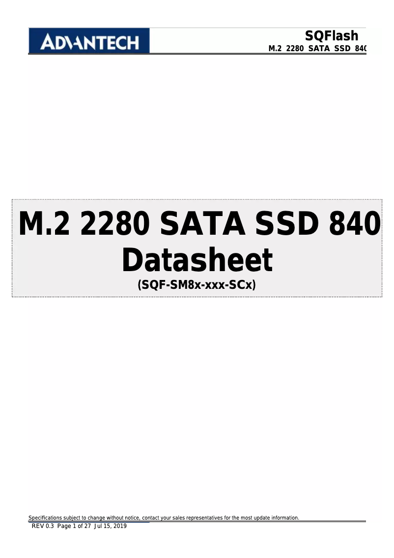 Page n°1 - Manuel utilisateur Advantech SQF-SM8V4-480G-SCE