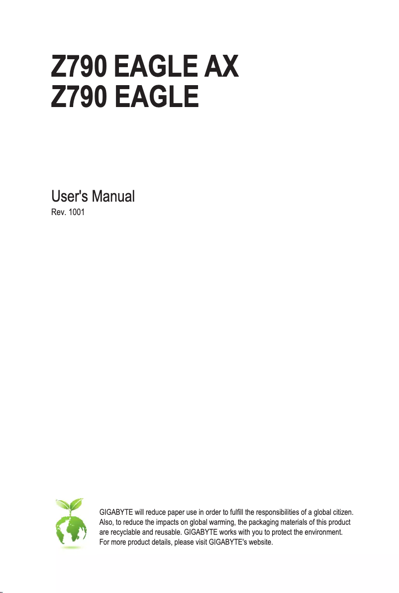 Page n°1 - Manuel utilisateur Gigabyte Z790 EAGLE