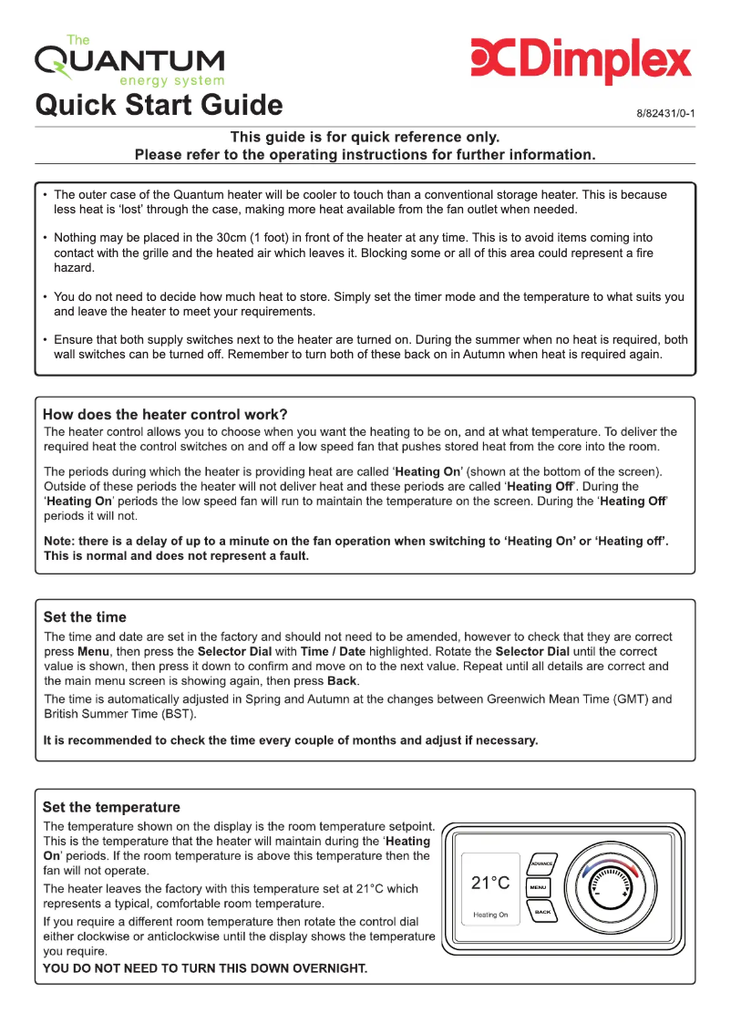 Page 1 de la notice Guide de démarrage rapide Dimplex QM150RF