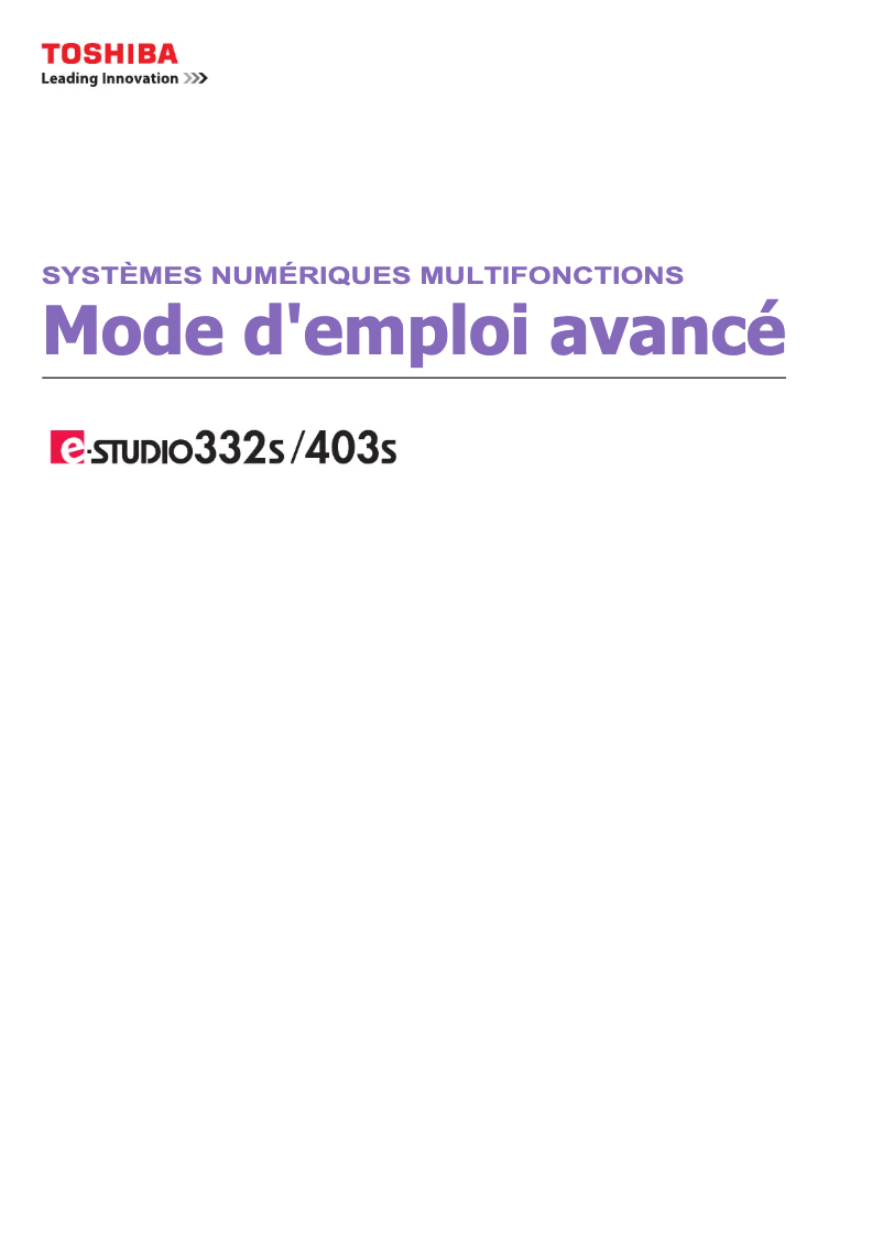 Image de la première page du manuel de l'appareil E-Studio 332S