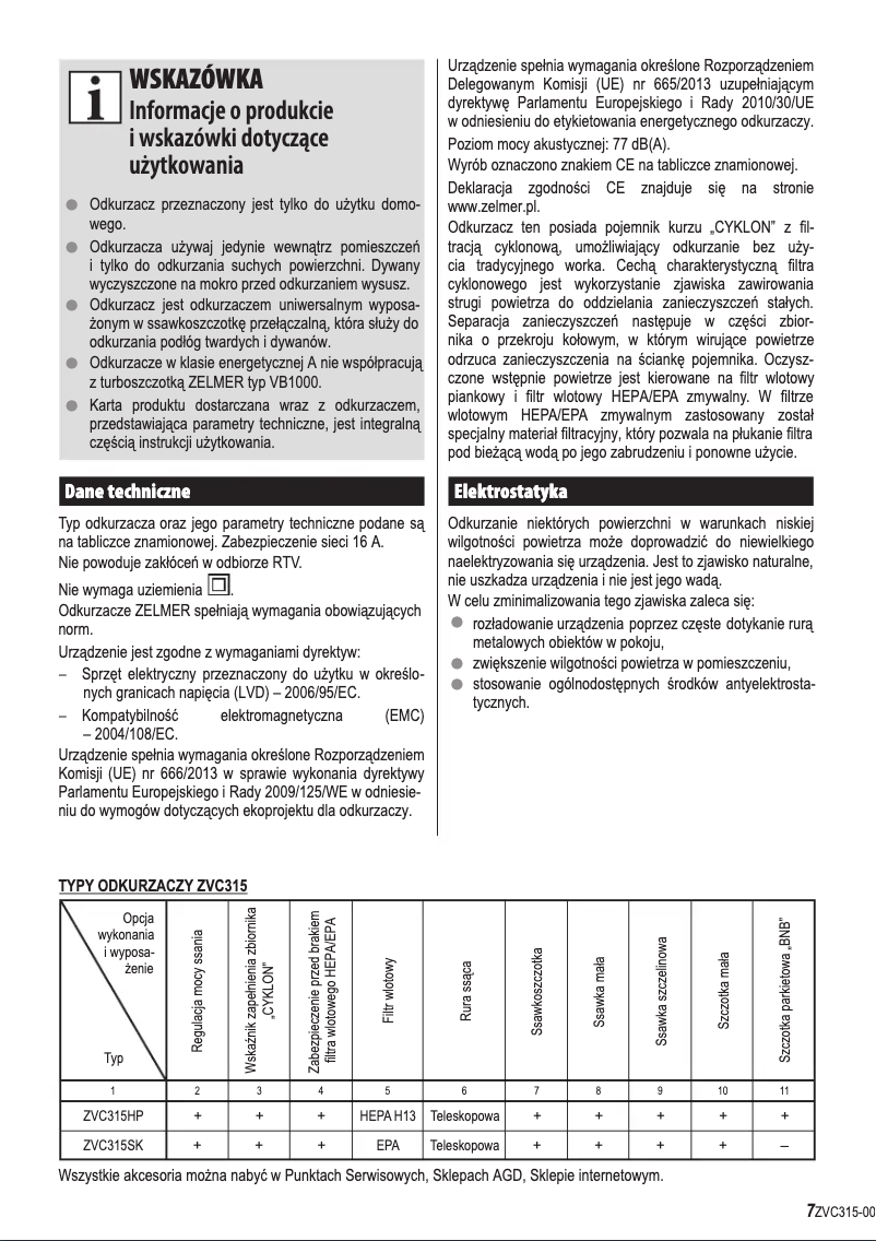 Image de la première page du manuel de l'appareil ZVC315HP