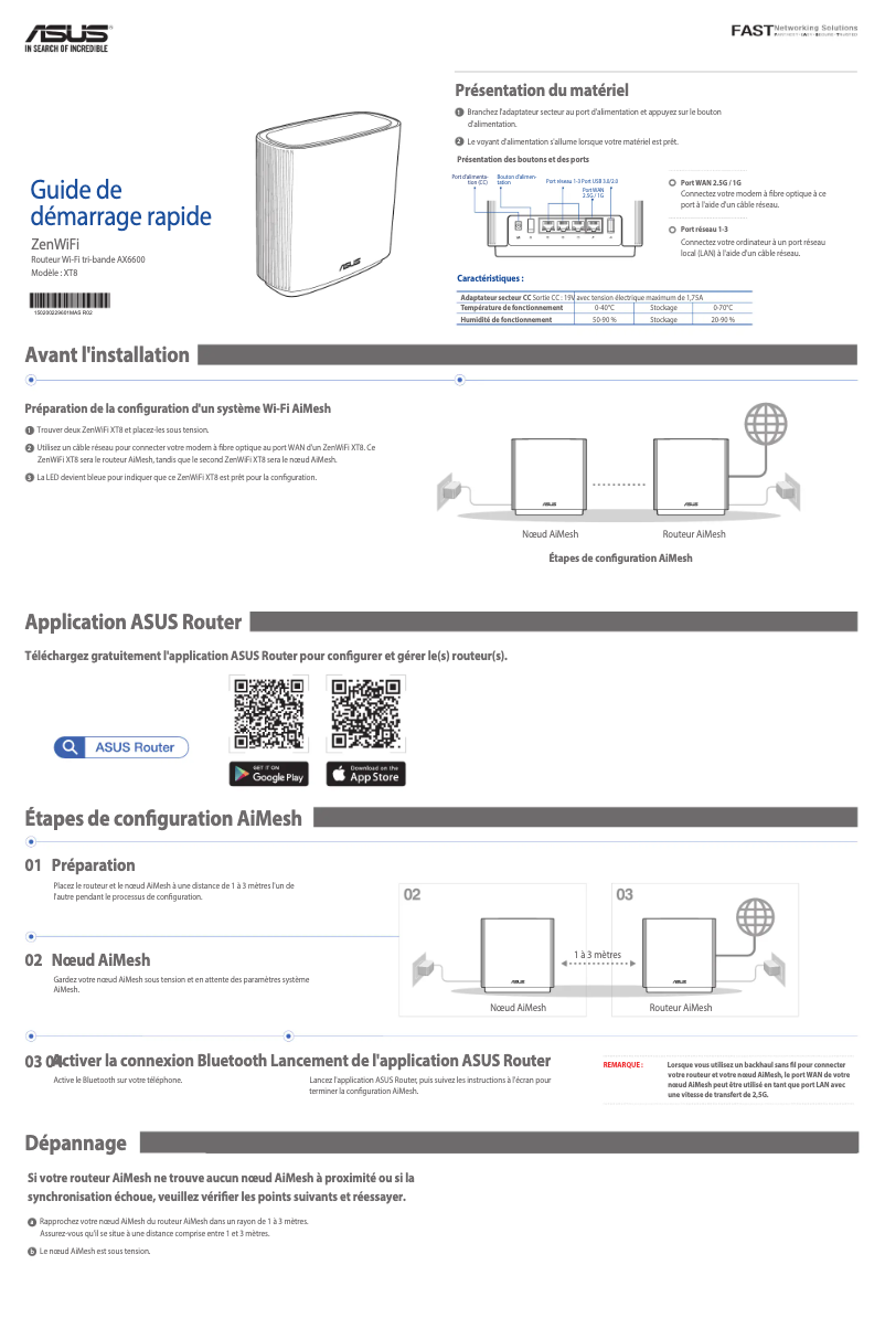 Page n°1 - Guide de démarrage rapide Asus ZenWiFi AX XT8