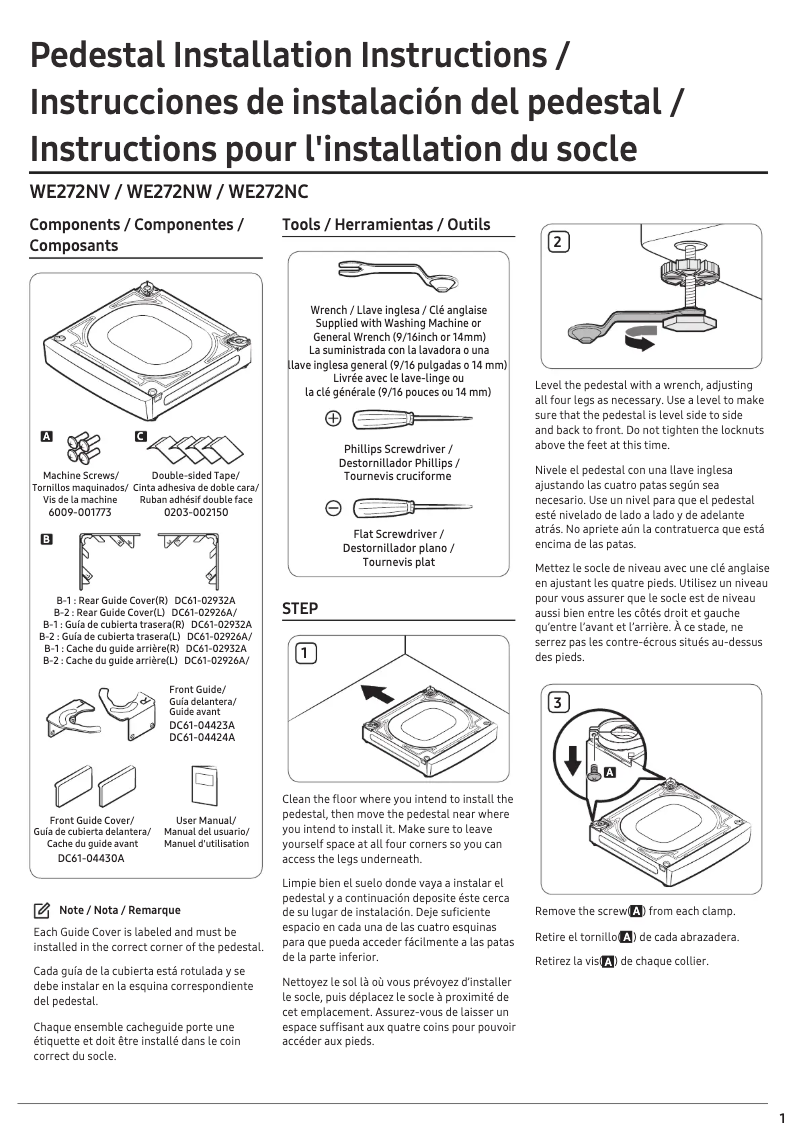 Page 1 de la notice Guide d'installation Samsung WE272NV/A3