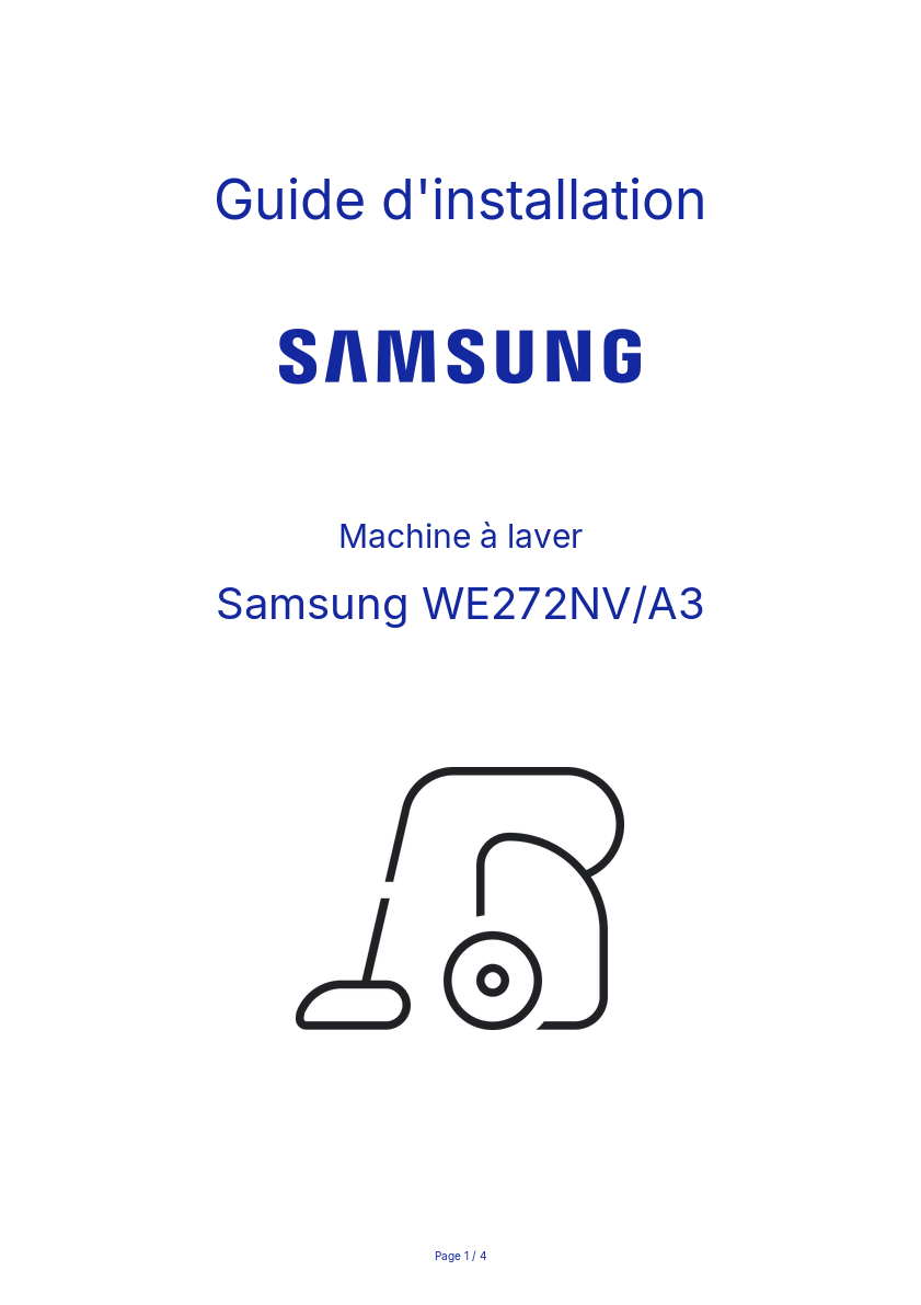 Page n°1 - Guide d'installation Samsung WE272NV/A3