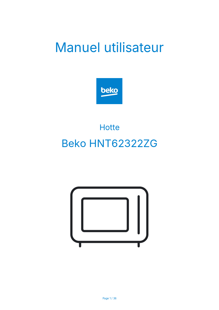Image de la première page du manuel de l'appareil HNT62322ZG