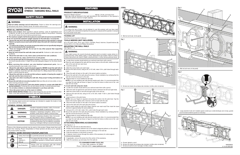 Page n°1 - Manuel utilisateur RYOBI STM504