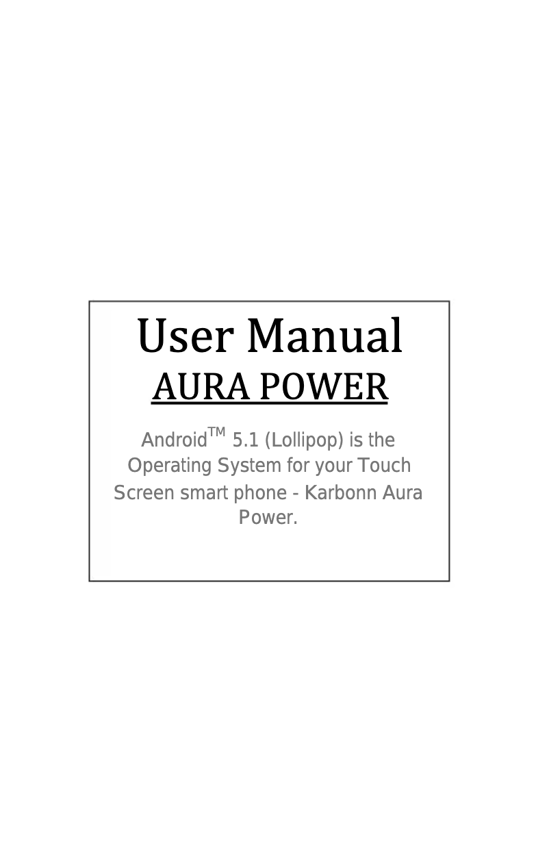 Image de la première page du manuel de l'appareil Aura Power