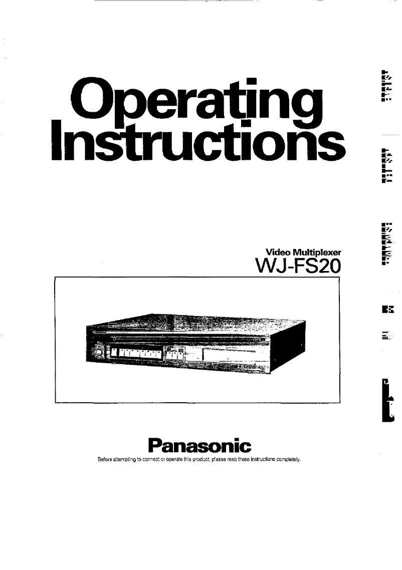 Page 1 de la notice Manuel utilisateur Panasonic WJ-FS20