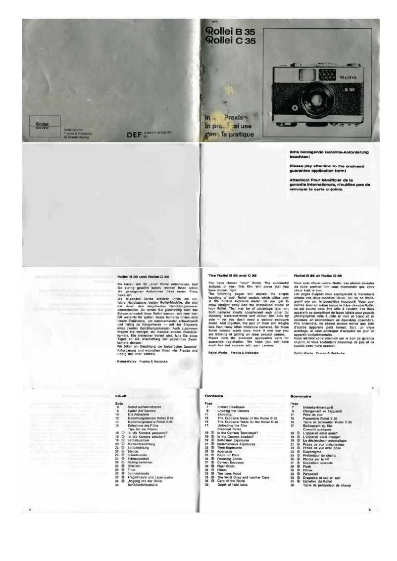 Page 1 de la notice Manuel utilisateur Rollei C 35