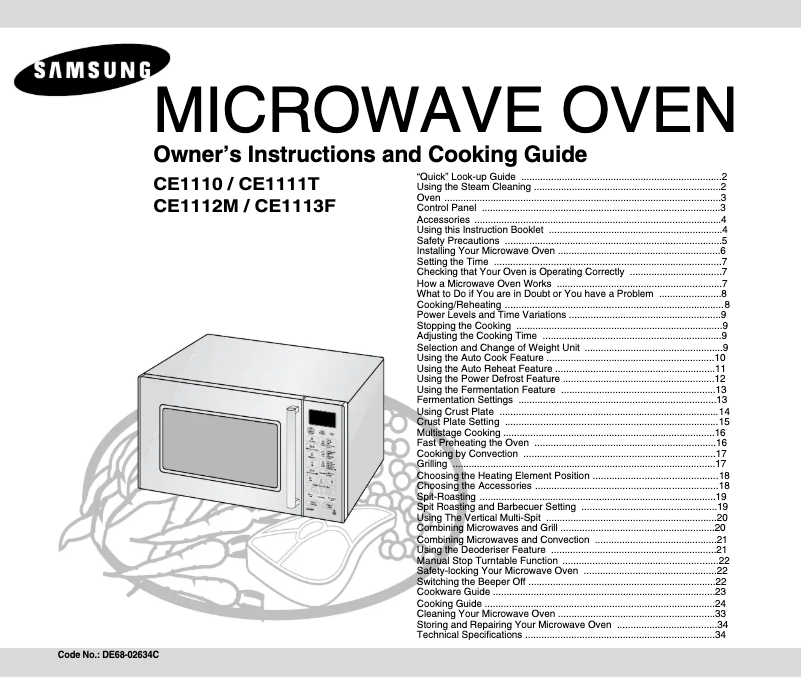 Page n°1 - Manuel utilisateur Samsung CE1113F