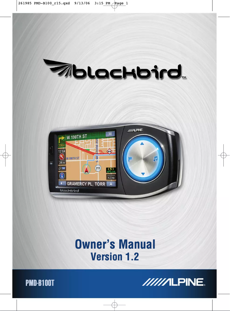 Page n°1 - Manuel utilisateur Alpine Blackbird PMD-B100T