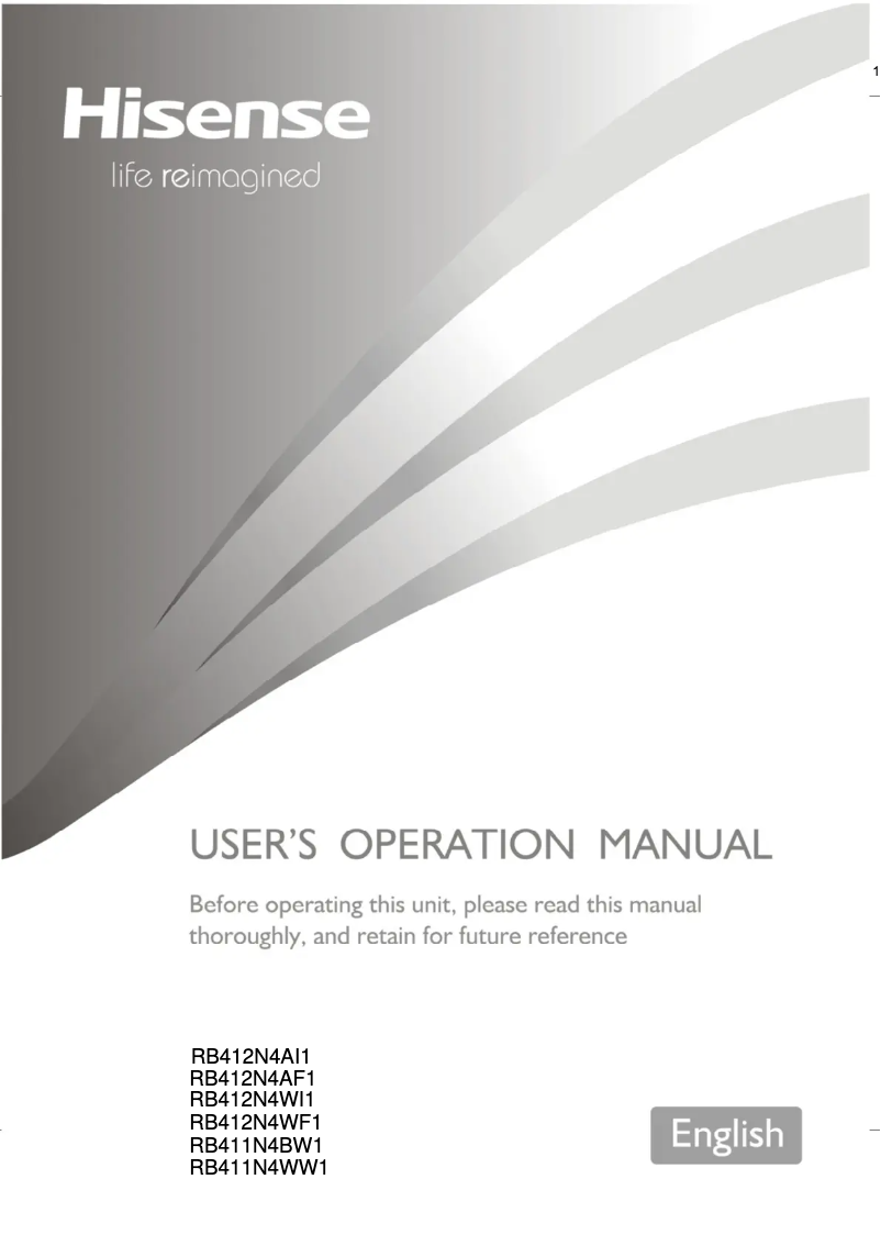 Page 1 de la notice Manuel utilisateur Hisense RB411N4BW1