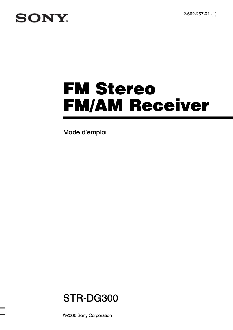Page 1 de la notice Manuel utilisateur Sony STR-DG300