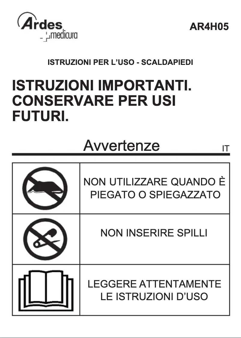 Image de la première page du manuel de l'appareil AR4H05