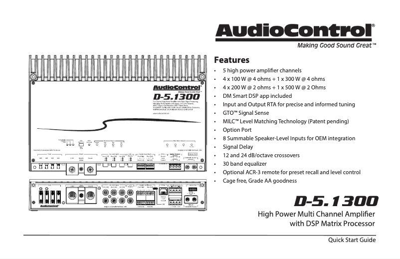 Página 1 del manual Guía de inicio rápido AudioControl D-5.1300