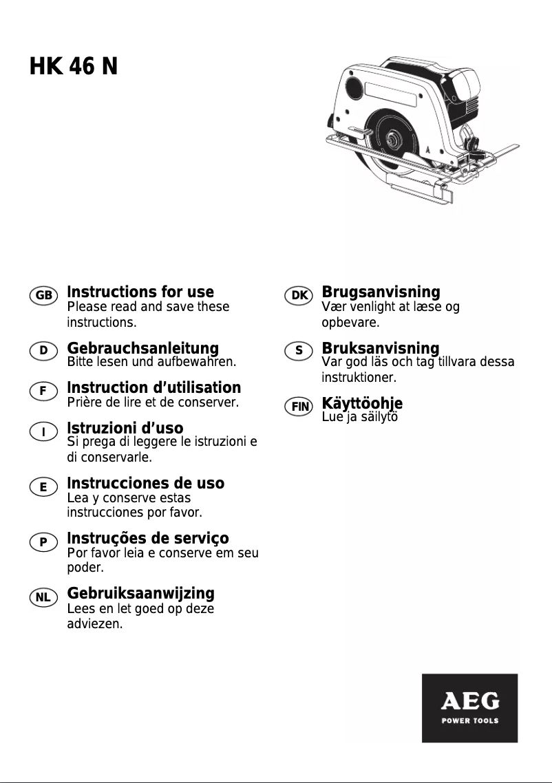 Page n°1 - Manuel utilisateur AEG HK 46 N