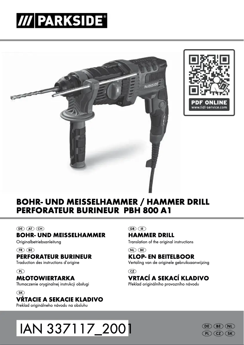 Page 1 de la notice Manuel utilisateur Parkside PBH 1500 F6