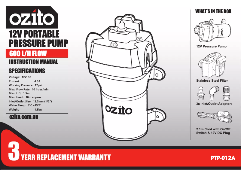 Image de la première page du manuel de l'appareil PTP-012A