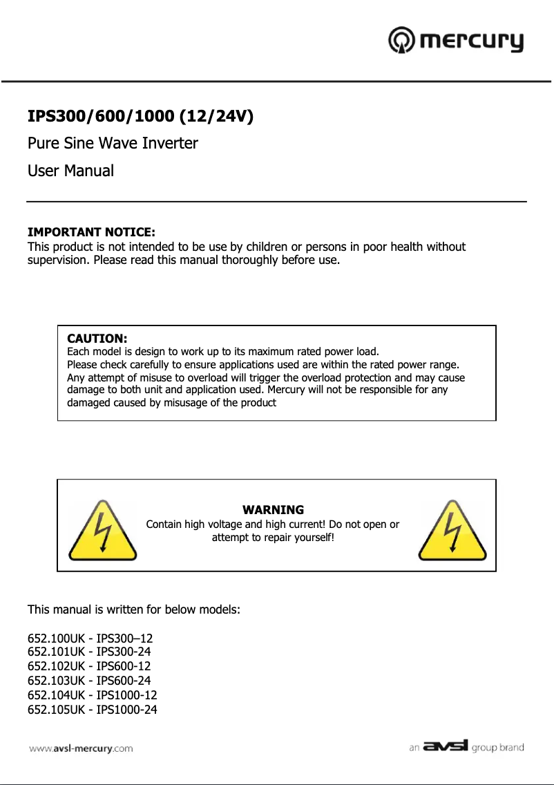 Image de la première page du manuel de l'appareil IPS1000