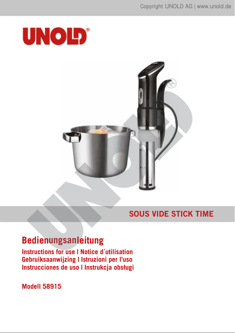 Page 1 de la notice Manuel utilisateur Unold Sous Vide Stick Time 58915