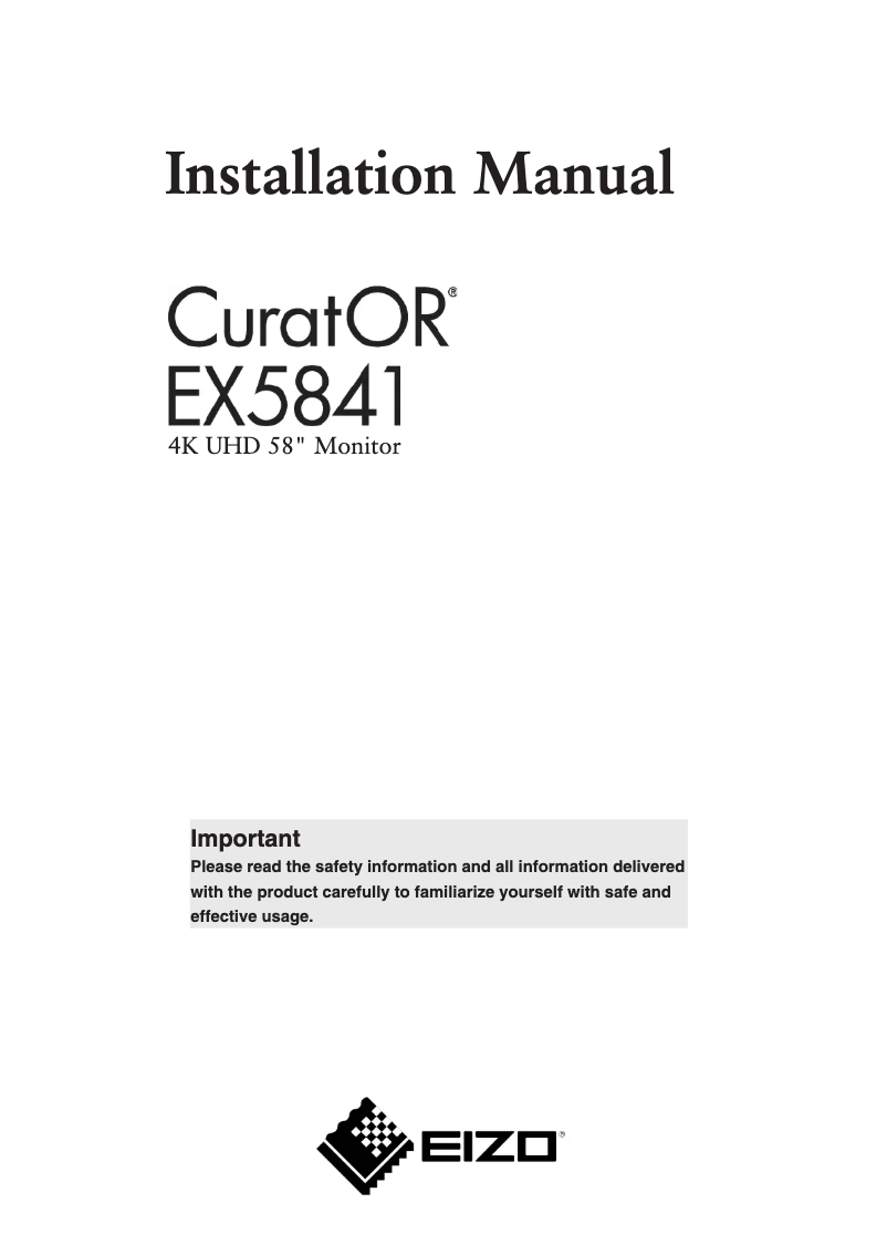 Page 1 de la notice Manuel utilisateur Eizo CuratOR EX5841