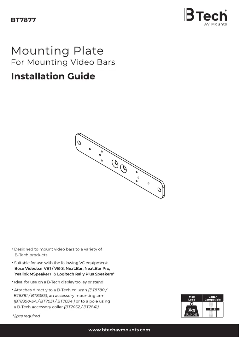 Page 1 de la notice Manuel utilisateur B-Tech BT7877