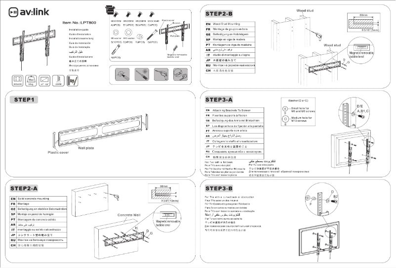 Page n°1 - Manuel utilisateur AV:link LPT800