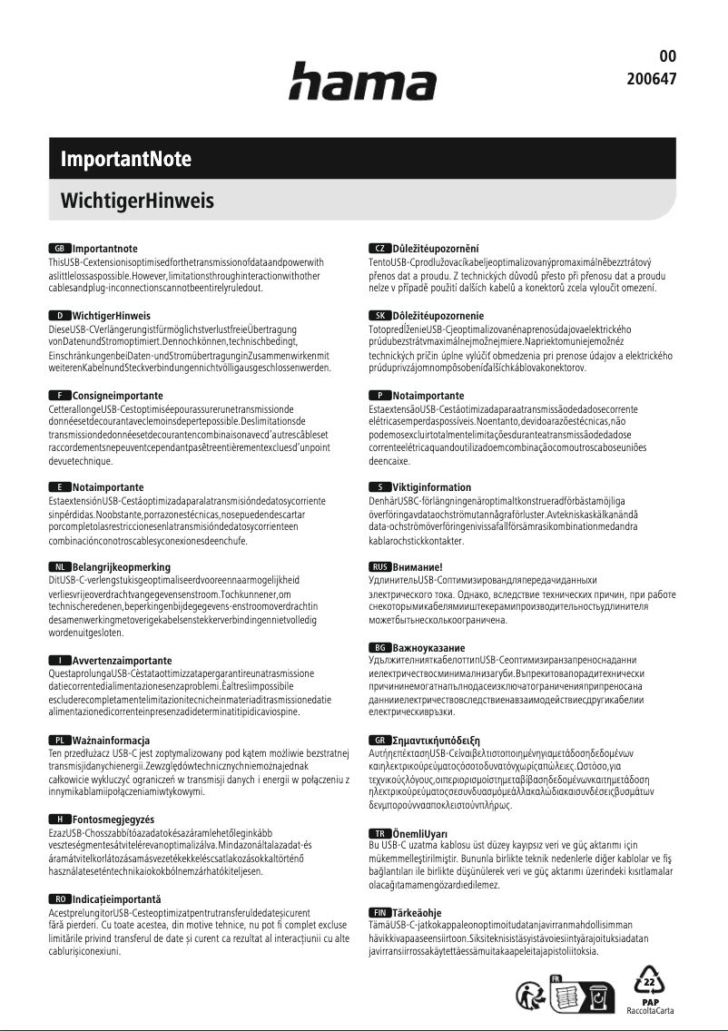 Page 1 de la notice Manuel utilisateur Hama 200647