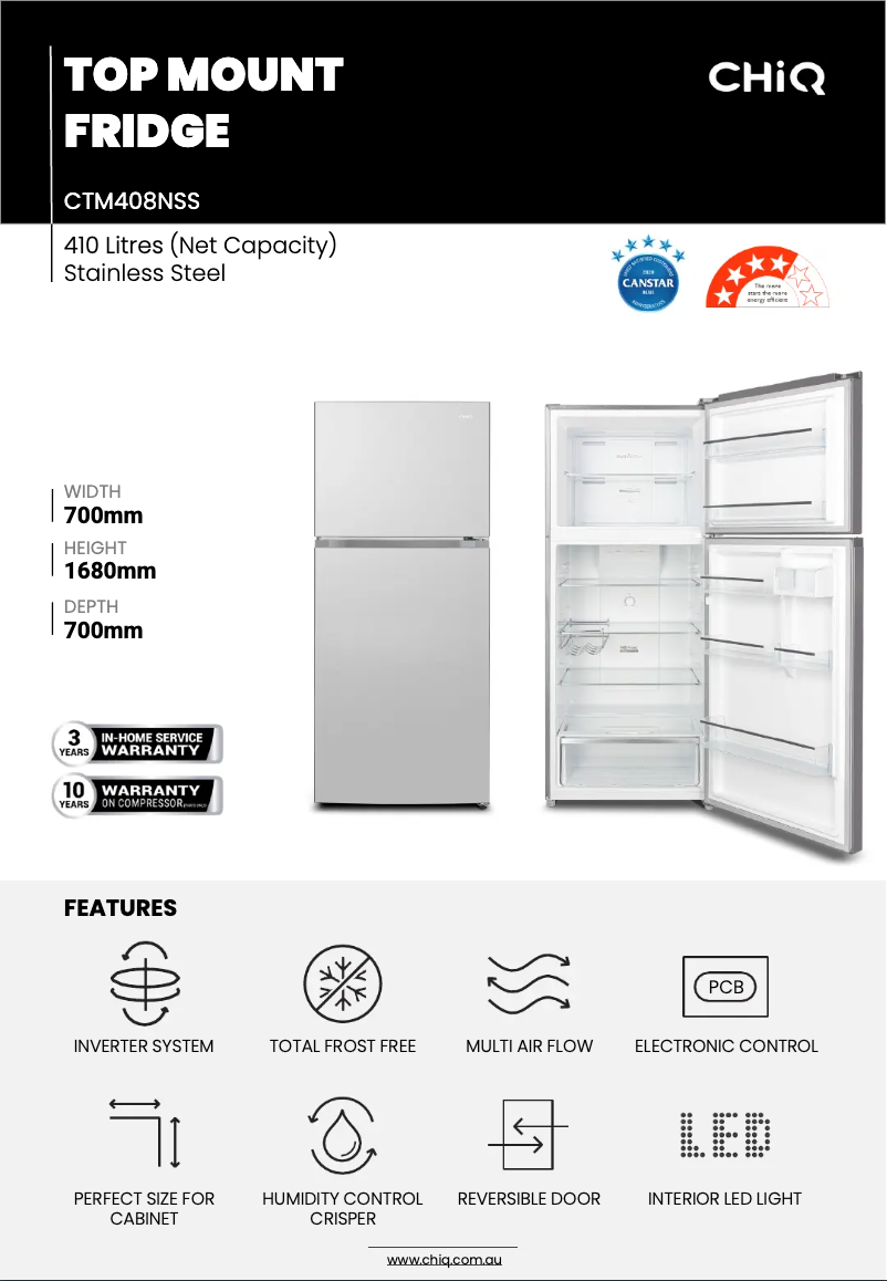 Page 1 de la notice Fiche technique CHiQ CTM408NSS