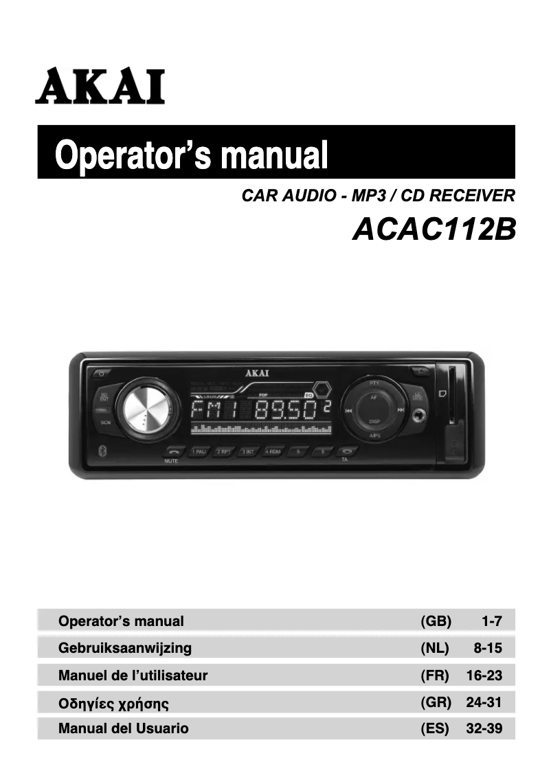 Page 1 de la notice Manuel utilisateur AKAI ACAC112B