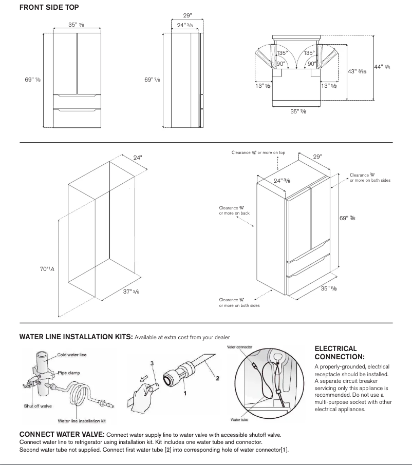 Page 1 de la notice Guide d'installation Bertazzoni REF36FDFIXNB