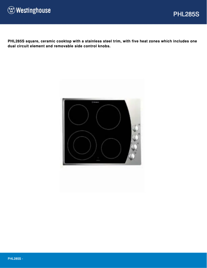 Page n°1 - Manuel utilisateur Westinghouse PHL285S