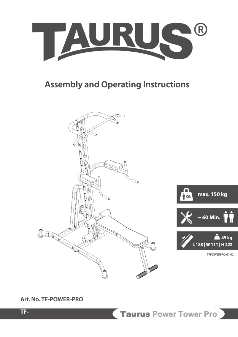 Page 1 de la notice Manuel utilisateur Taurus Power Tower Pro