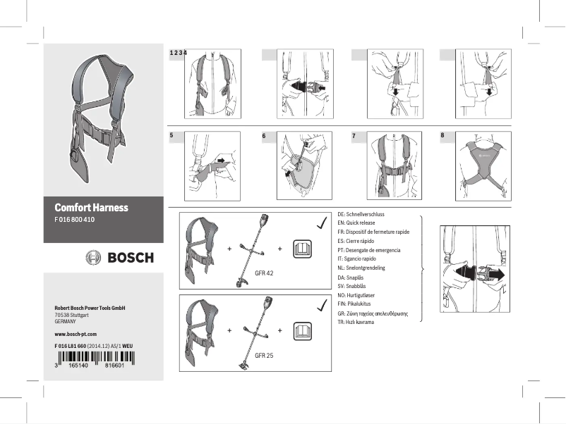 Page 1 de la notice Manuel utilisateur Bosch Comfort Harness