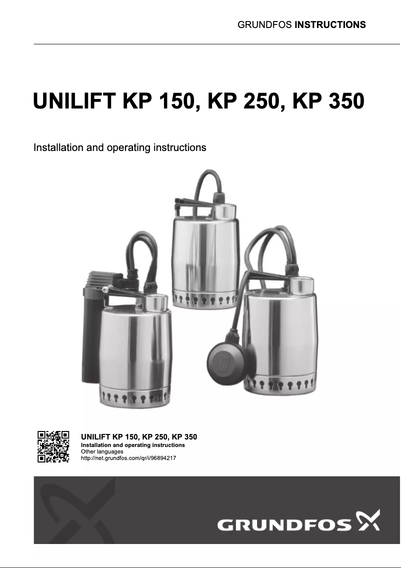 Page n°1 - Manuel utilisateur Grundfos Unilift KP 250