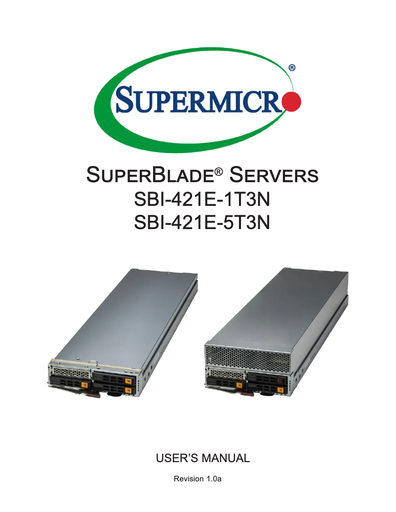 Page 1 de la notice Manuel utilisateur Supermicro SuperBlade SBI-421E-1T3N
