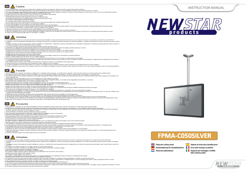 Page 1 de la notice Manuel utilisateur Newstar FPMA-C050SILVER