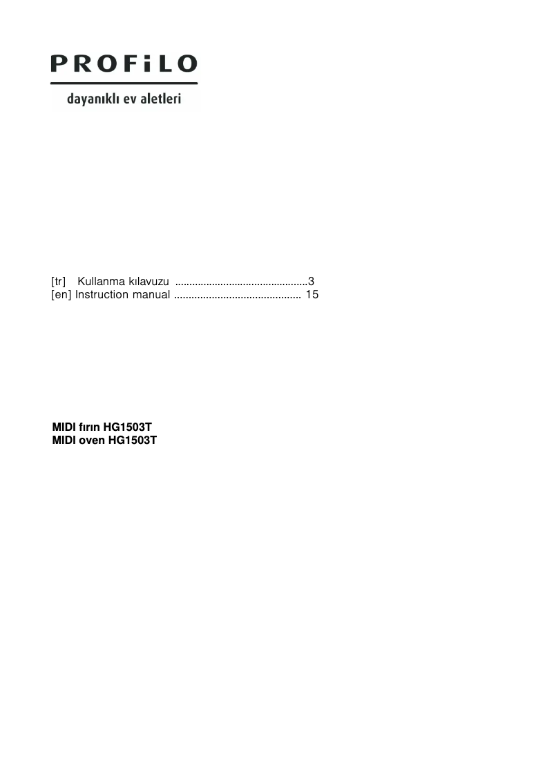 Page 1 de la notice Manuel utilisateur Profilo HG1503T