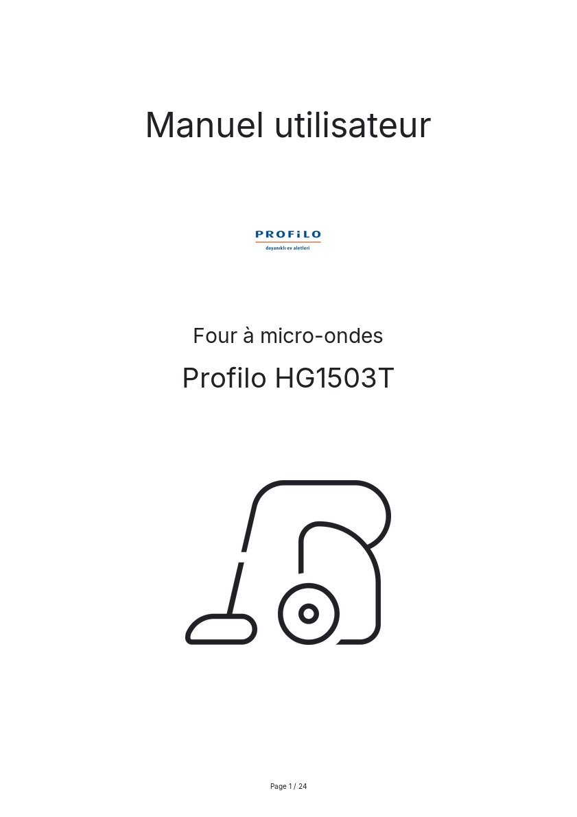 Page n°1 - Manuel utilisateur Profilo HG1503T