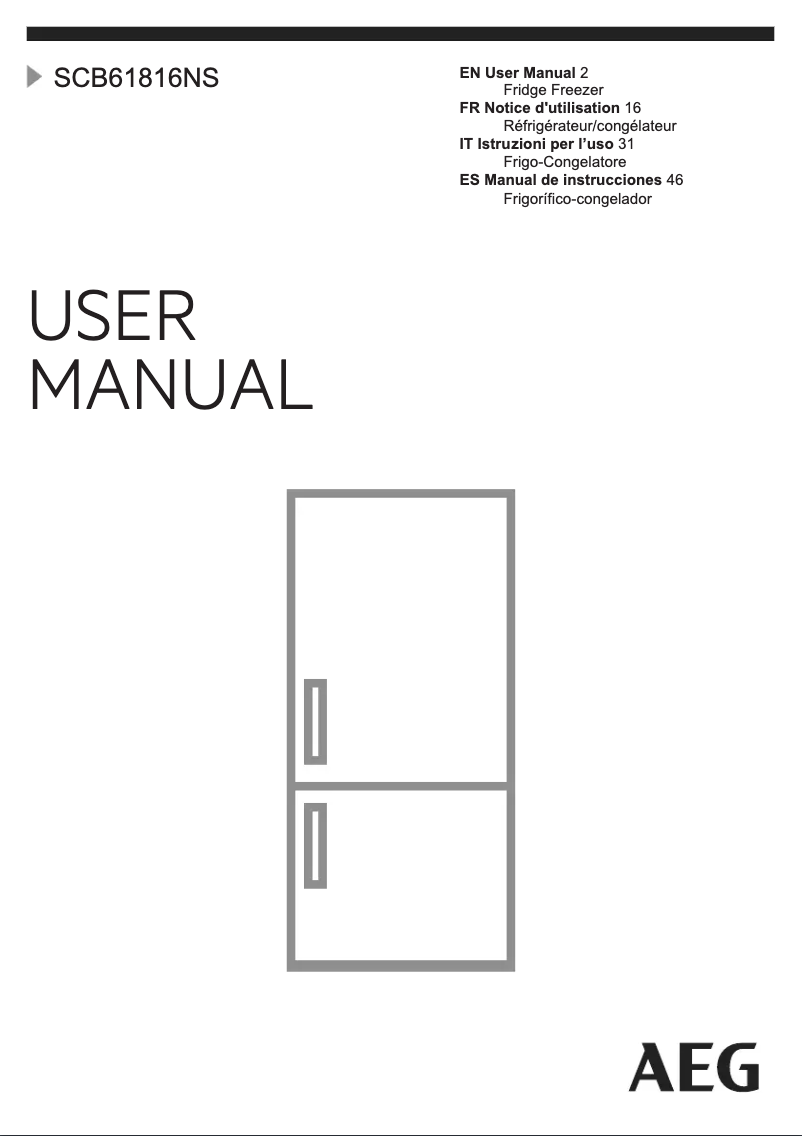Page n°1 - Manuel utilisateur AEG SCB61816NS