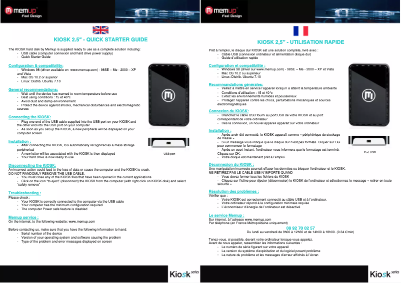 Image de la première page du manuel de l'appareil Kiosk Mini