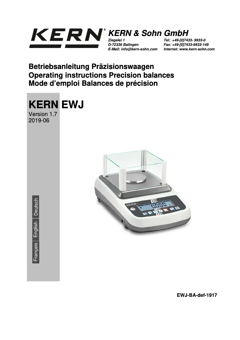 Image de la première page du manuel de l'appareil EWJ 300-3H