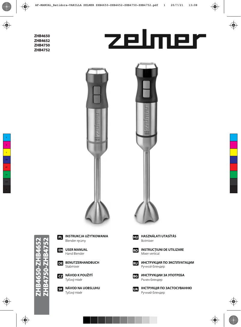 Image de la première page du manuel de l'appareil ZHB4650