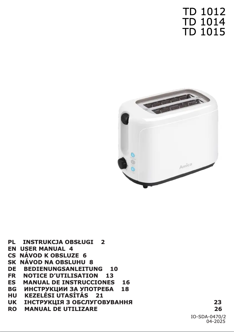 Página 1 del manual Manual de usuario Amica TD 1014