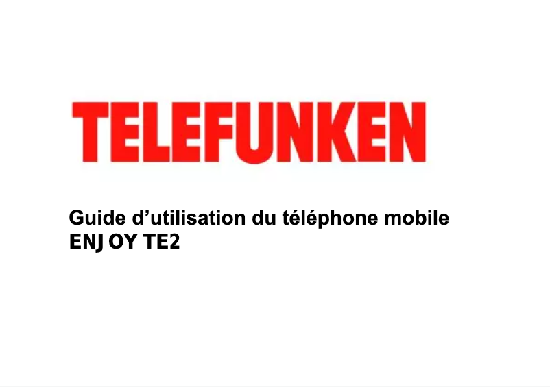 Page n°1 - Manuel utilisateur Telefunken Enjoy TE2