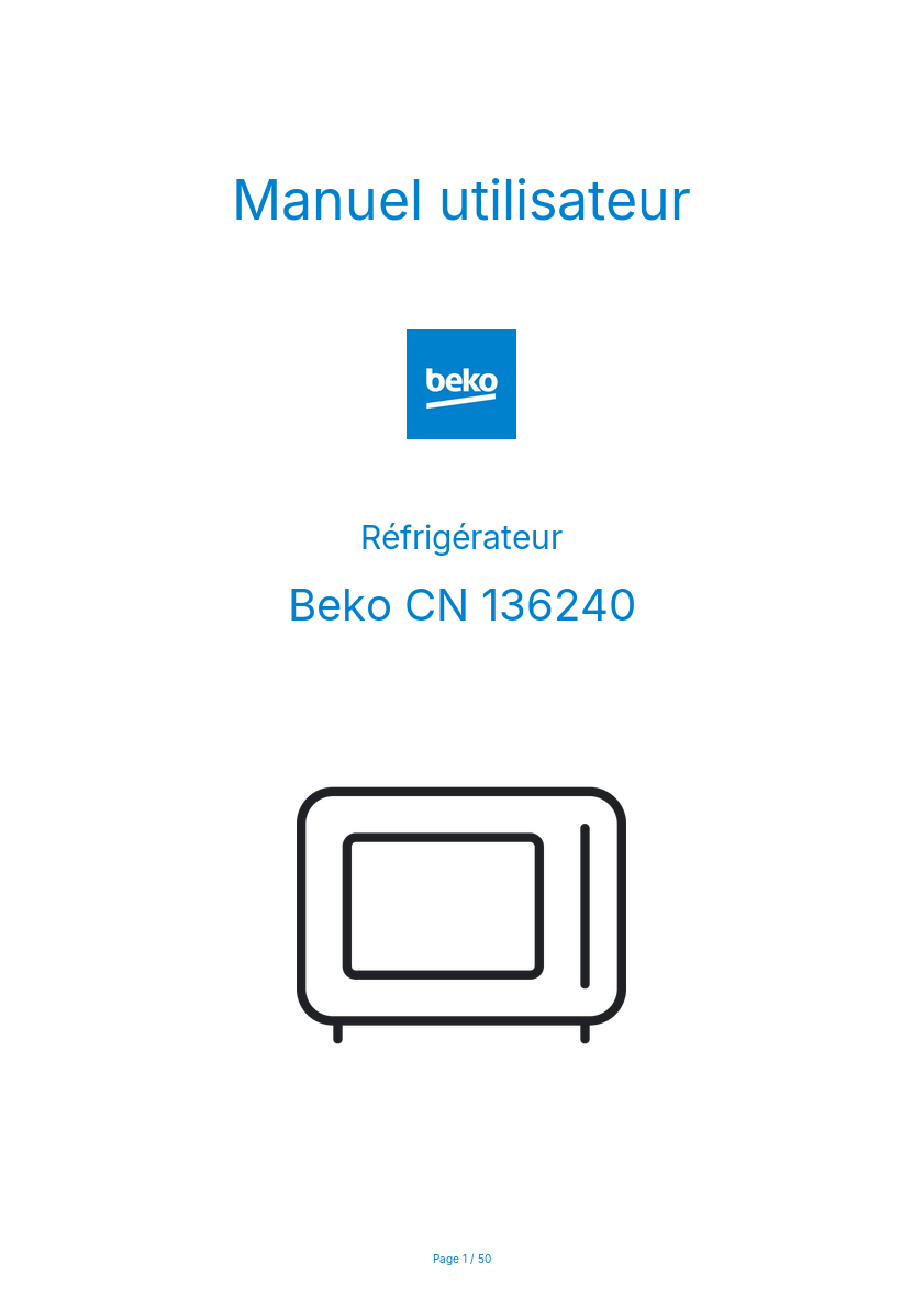 Page n°1 - Manuel utilisateur Beko CN 136240