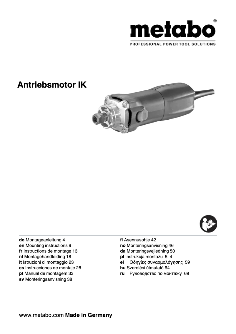 Page n°1 - Manuel utilisateur Metabo Antriebsmotor IK