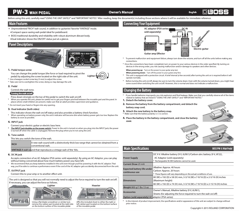 Image de la première page du manuel de l'appareil PW-3