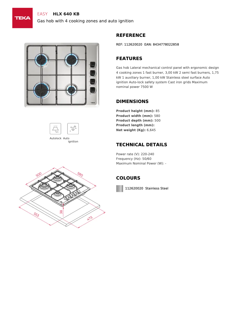 Page 1 de la notice Manuel utilisateur Teka HLX 640